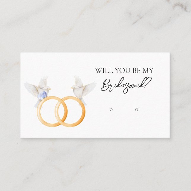 Bröllop Ring Bridesmaid Earring Visning Card Visitkort (Framsida)
