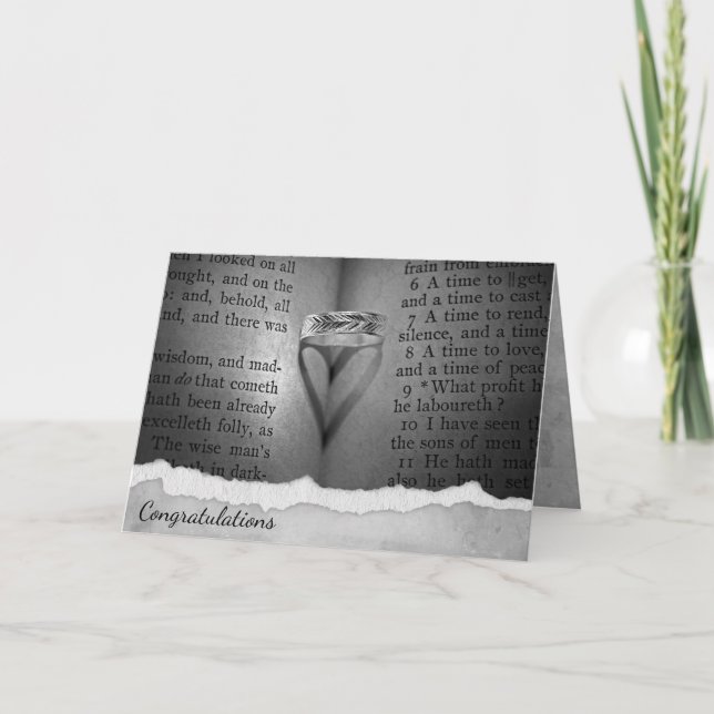 Bröllop Ring Heart Shadow Kort (Framsida)