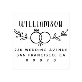 Bröllop Ringar Cute Modern Botaniska Returadressen Stämpel