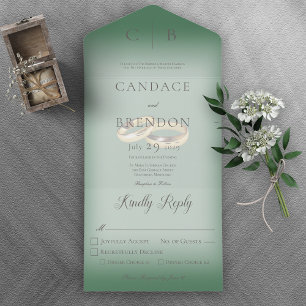 Bröllop Ringar Modern Emerald Grönt Dinner