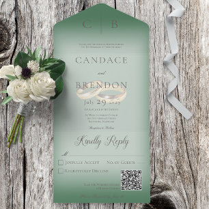 Bröllop Ringar Modern Emerald Grönt QR-kod