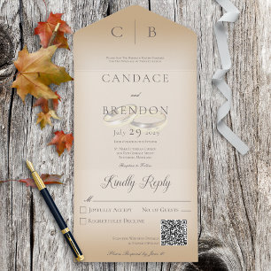 Bröllop Ringar Modern Tan QR-kod