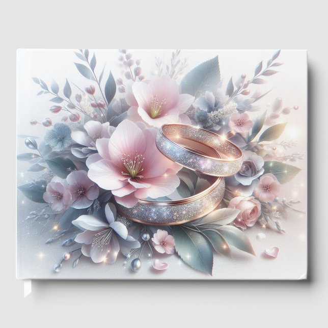 Bröllop Ringar och Blommor Gästböcker (Framsida)