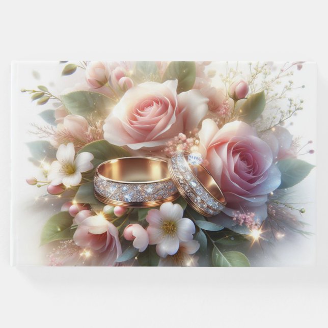 Bröllop Ringar och Blommor Gästböcker (Framsida)