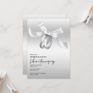 Bröllop Ringar och Bow Silver Bröllop Inbjudningar