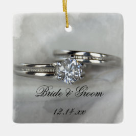 Bröllop Ringar på Grått Julgransprydnad Keramik