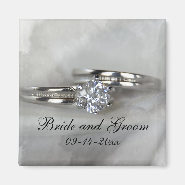 Bröllop Ringar på Grått Magnet (Framsidan)