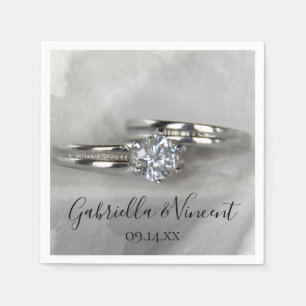 Bröllop Ringar på Grått Pappersservett