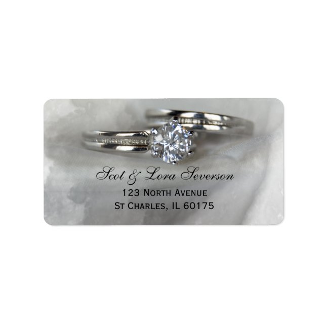 Bröllop Ringar på Grått Returetiketter Adressetikett (Framsidan)