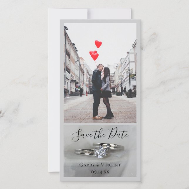 Bröllop Ringar på Grått Spara datum för  Spara Datumet (Framsida)