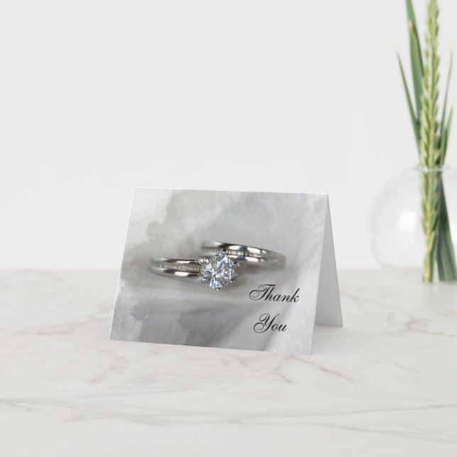 Bröllop Ringar på Grått Tack Kort (Framsida)