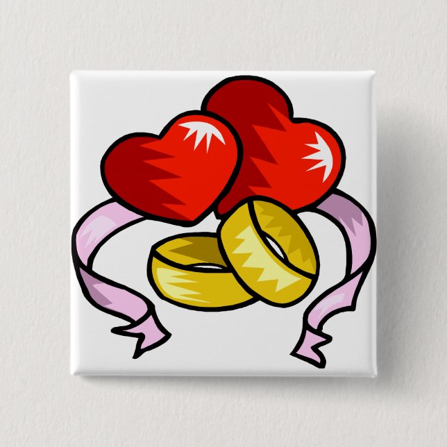 Bröllop Ringar under hjärta Knapp (Framsida)