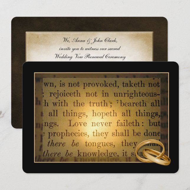Bröllop Ringar Vow Renewal Inbjudningar (Fram/baksida)