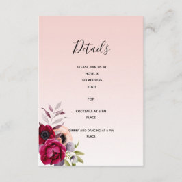 Bröllop: ro guld burgundmottagning tilläggskort