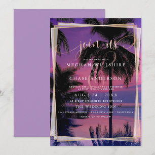 Bröllop Ro Guld Exotic Tropical Night Beach Inbjudningar
