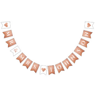 Bröllop Ro Guld & Mrs Custom Name 7 Brev Vimplar