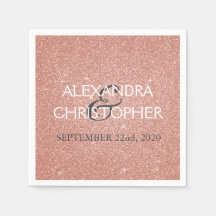 Bröllop Ro Guld Rosa Glitter Napkins