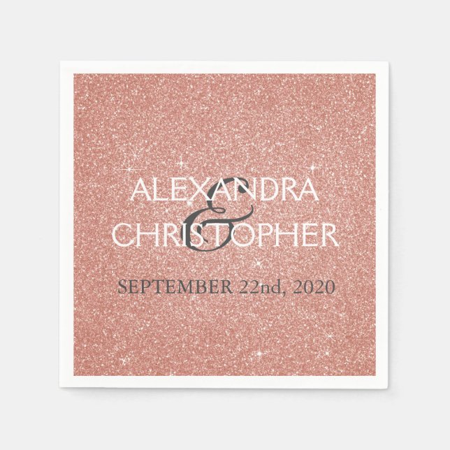 Bröllop Ro Guld  Rosa Glitter Napkins Pappersservett (Framsidan)