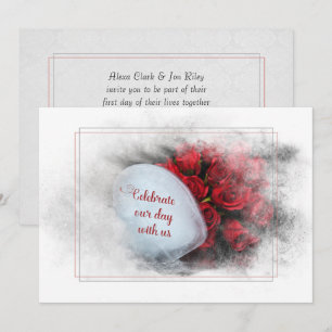 bröllop ro och ishjärta i texturerat ram inbjudningar
