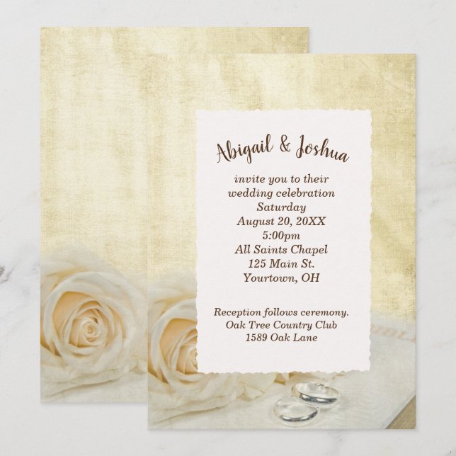 Bröllop Ro och Ringar Inbjudningar (Fram/baksida)