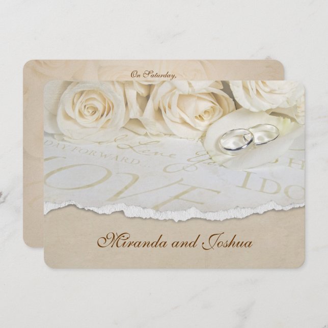 Bröllop Ro och Ringar Inbjudningar (Fram/baksida)