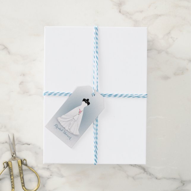 Bröllop, ro på grått blue presentetikett (Med Snöre)