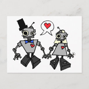 Bröllop robotar vykort