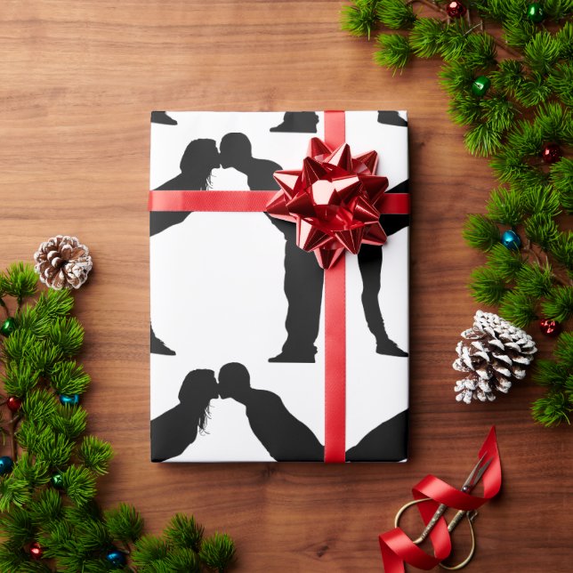 BRÖLLOP ROMANTIC COUPLE KISS WRAPPP PAPPER PRESENTPAPPER (Julgåva)