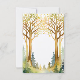bröllop romantisk entrance ram-skogen guld grönt inbjudningar