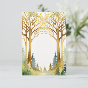 bröllop romantisk entrance ram-skogen guld grönt inbjudningar