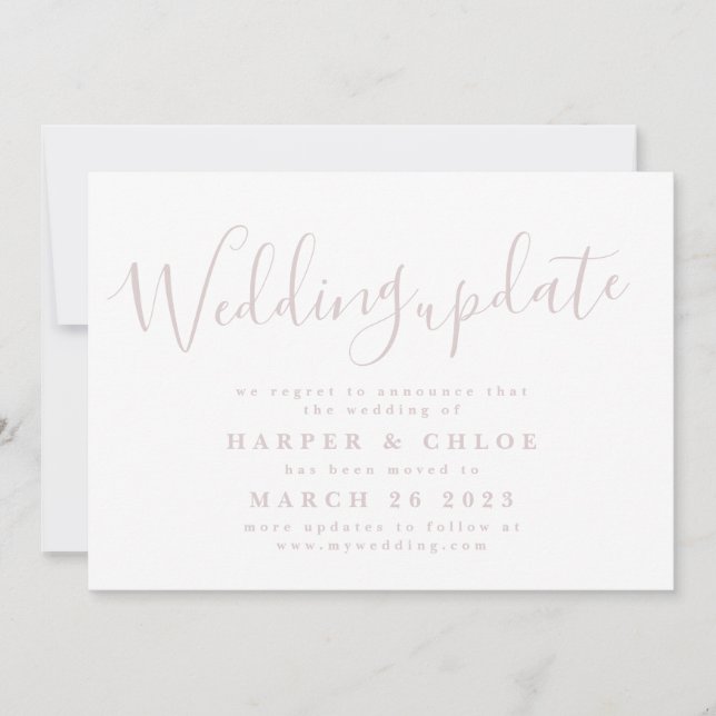 Bröllop  Rosa Ändring av datum för uppskjutande Spara Datumet (Framsida)