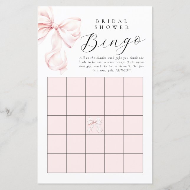 Bröllop Rosa Båge Bröllopspresent Bingo Kort (Framsida)