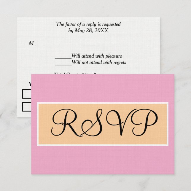 Bröllop Rosa Beige Sand RSVP OSA Kort (Fram/baksida)