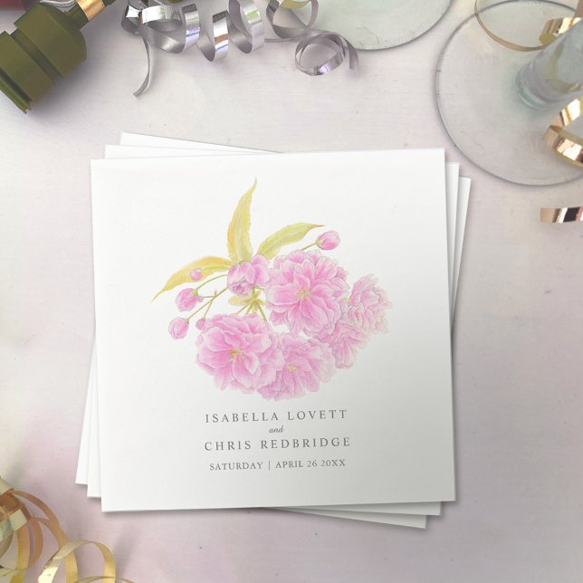 Bröllop rosa blommar för körsbär papper napkin pappersservett (Skapare uppladdad)