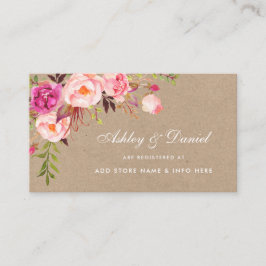 Bröllop Rosa Blommigt Kraft-register Infoga kort