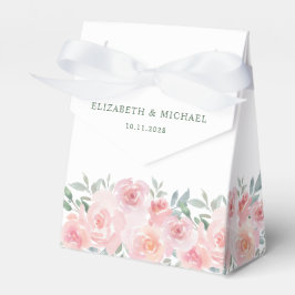 Bröllop Rosa Blommigt Vattenfärgsfärg Tack Presentaskar