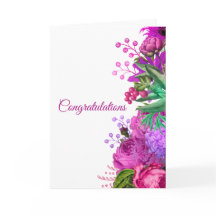 Bröllop Rosa Blommigt Vattenfärgsfärger Grattisar