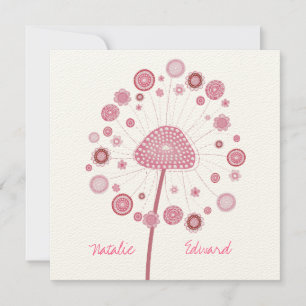 Bröllop Rosa Dandelion Anpassningsbar gjorde inbju Inbjudningar