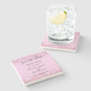 Bröllop rosa glitter Spara datum Stenunderlägg