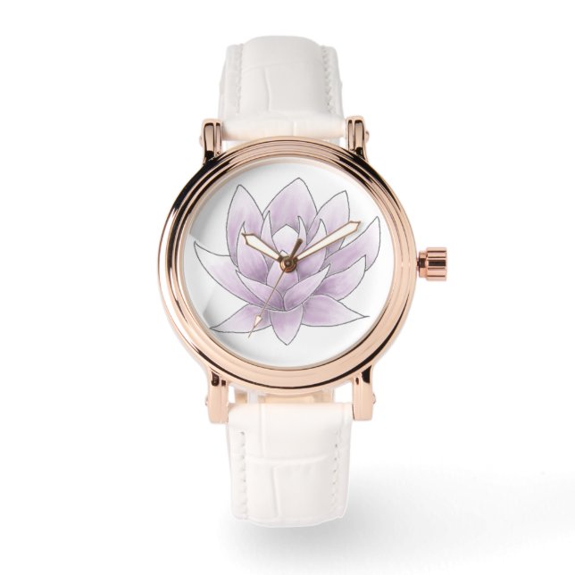 Bröllop Rosa Lotus White och Ro Guld Armbandsur (Framsida)