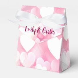 Bröllop Rosa och White Bokeh Hearts Presentaskar