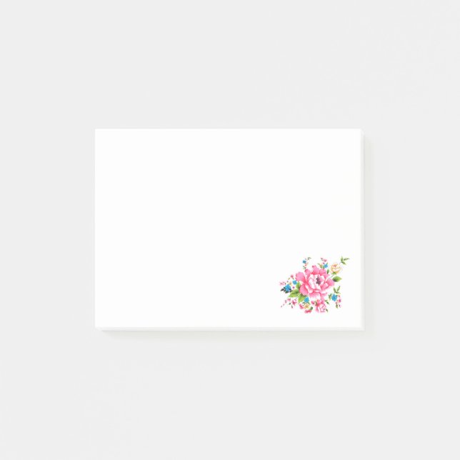 Bröllop Rosa Peony-blomsterbunt Post-it Block (Framsida)