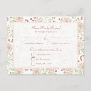 Bröllop Rosa Ros RSVP Vintage Helg Vykort
