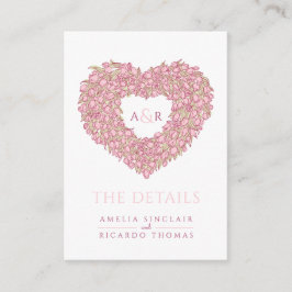 Bröllop: rosa tulips bouquet monogram tilläggskort