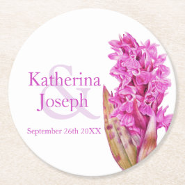 Bröllop rosa vild eller vattenfärg underlägg papper rund