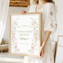 Bröllop Rosafärgad Blomster Boho Välkomstskylt