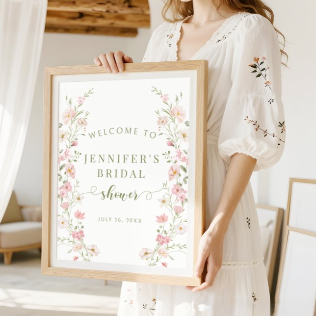 Bröllop Rosafärgad Blomster Boho Välkomstskylt Poster (Skapare uppladdad)