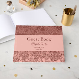 Bröllop Rose Guld Rosa Elegant Blommig Modern Gästböcker