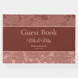 Bröllop Rose Guld Rosa Elegant Modern Blomma Gästböcker