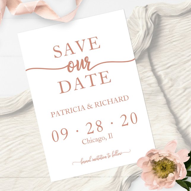 Bröllop Roséguld Kalligrafi Save The Date Inbjudningar (Skapare uppladdad)